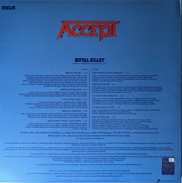 Виниловая пластинка Accept – Metal Heart (LP)