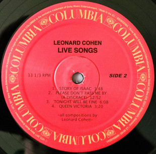 Leonard Cohen - Live Songs (LP)