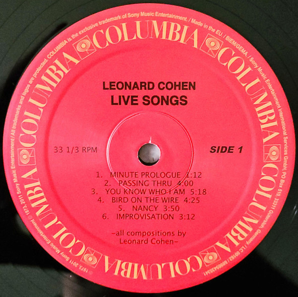 Leonard Cohen - Live Songs (LP)