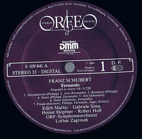 Franz Schubert. Fernando D.220 (LP)