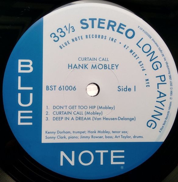 Hank Mobley Featuring Kenny Dorham & Sonny Clark – Curtain Call(LP)