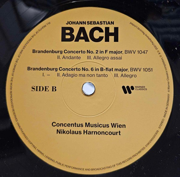 J. S. Bach. Concentus Musicus Wien. Nikolaus Harnoncourt. Brandenburg Concertos Nos. ( 2LP )