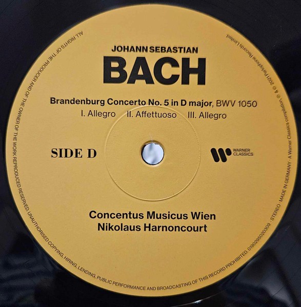 J. S. Bach. Concentus Musicus Wien. Nikolaus Harnoncourt. Brandenburg Concertos Nos. ( 2LP )