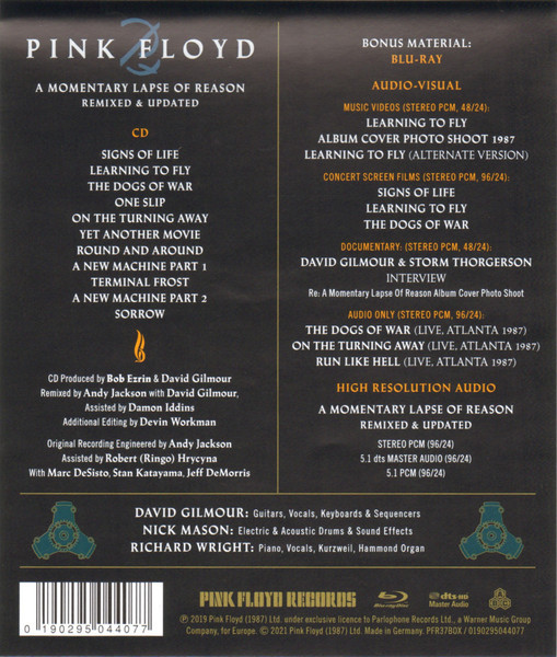 Pink Floyd - A Momentary Lapse Of Reason (Remixed & Updated) (Deluxe Edit) (Box set) (CD+Blu-ray)
