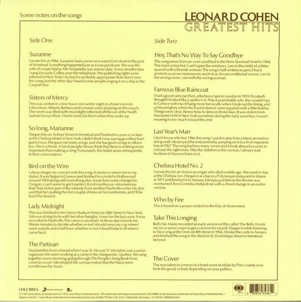 Leonard Cohen - Greatest Hits (LP)